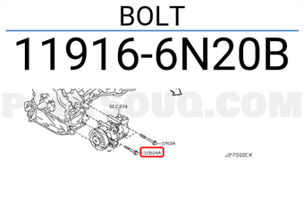Nissan 119166N20B BOLT