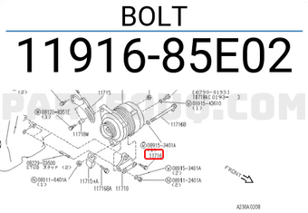 Nissan 1191685E02 BOLT