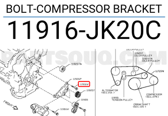 Nissan 11916JK20C BOLT-COMPRESSOR BRACKET