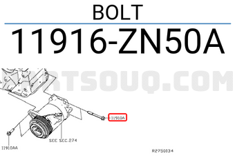 Nissan 11916ZN50A BOLT