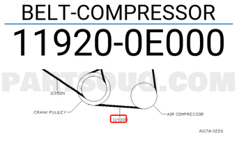 Nissan 119200E000 BELT-COMPRESSOR