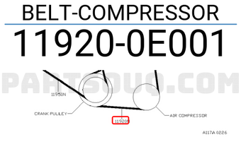 Nissan 119200E001 BELT-COMPRESSOR