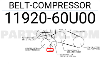 Nissan 1192060U00 BELT-COMPRESSOR