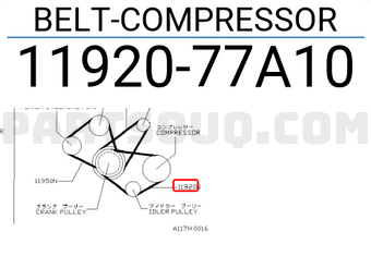 Nissan 1192077A10 BELT-COMPRESSOR