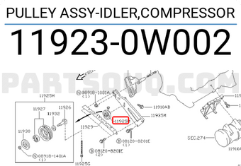 Nissan 119230W002 PULLEY ASSY-IDLER,COMPRESSOR
