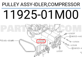 Nissan 1192501M00 PULLEY ASSY-IDLER,COMPRESSOR