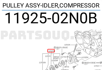 Nissan 1192502N0B PULLEY ASSY-IDLER,COMPRESSOR