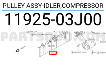Nissan 1192503J00 PULLEY ASSY-IDLER,COMPRESSOR