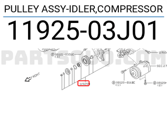 Nissan 1192503J01 PULLEY ASSY-IDLER,COMPRESSOR