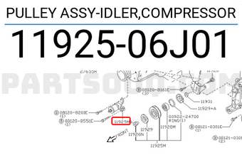 Nissan 1192506J01 PULLEY ASSY-IDLER,COMPRESSOR