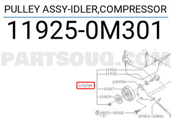 Nissan 119250M301 PULLEY ASSY-IDLER,COMPRESSOR