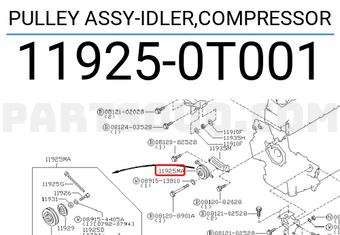 Nissan 119250T001 PULLEY ASSY-IDLER,COMPRESSOR