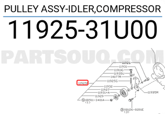 Nissan 1192531U00 PULLEY ASSY-IDLER,COMPRESSOR