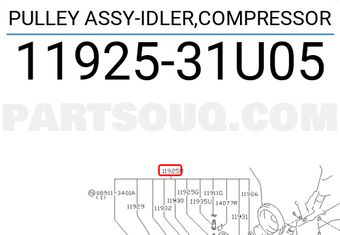 Nissan 1192531U05 PULLEY ASSY-IDLER,COMPRESSOR