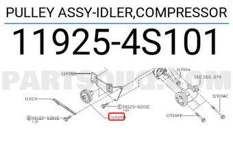 Nissan 119254S101 PULLEY ASSY-IDLER,COMPRESSOR