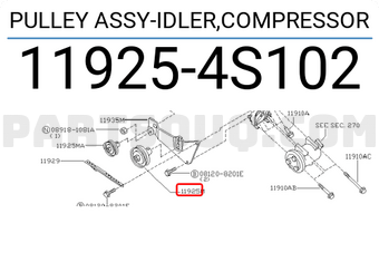 Nissan 119254S102 PULLEY ASSY-IDLER,COMPRESSOR