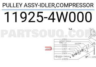 Nissan 119254W000 PULLEY ASSY-IDLER,COMPRESSOR
