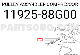 Nissan 1192588G00 PULLEY ASSY-IDLER,COMPRESSOR