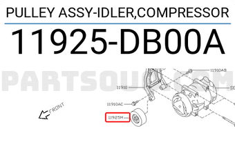 Nissan 11925DB00A PULLEY ASSY-IDLER,COMPRESSOR