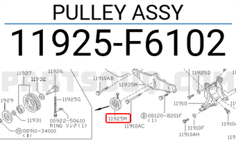 Nissan 11925F6102 PULLEY ASSY