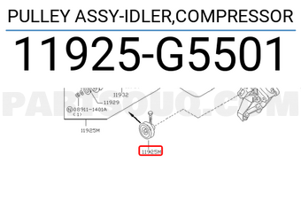 Nissan 11925G5501 PULLEY ASSY-IDLER,COMPRESSOR