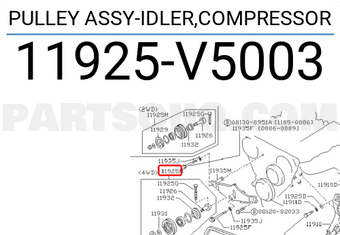 Nissan 11925V5003 PULLEY ASSY-IDLER,COMPRESSOR