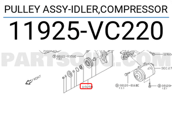 Nissan 11925VC220 PULLEY ASSY-IDLER,COMPRESSOR