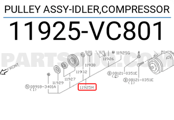 Nissan 11925VC801 PULLEY ASSY-IDLER,COMPRESSOR