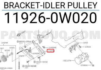 Nissan 119260W020 BRACKET-IDLER PULLEY