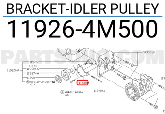 Nissan 119264M500 BRACKET-IDLER PULLEY