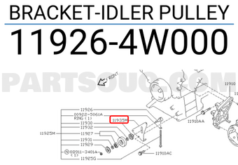 Nissan 119264W000 BRACKET-IDLER PULLEY