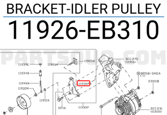 Nissan 11926EB310 BRACKET-IDLER PULLEY