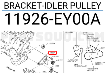 Nissan 11926EY00A BRACKET-IDLER PULLEY