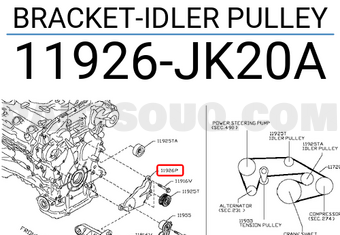 Nissan 11926JK20A BRACKET-IDLER PULLEY