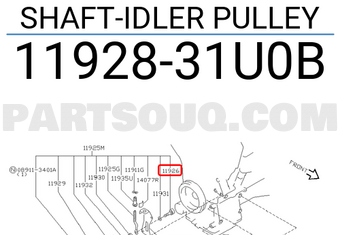 Nissan 1192831U0B SHAFT-IDLER PULLEY