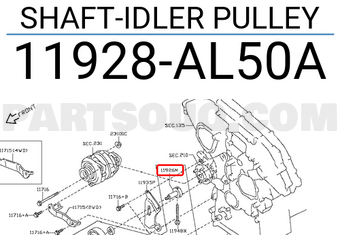 Nissan 11928AL50A SHAFT-IDLER PULLEY