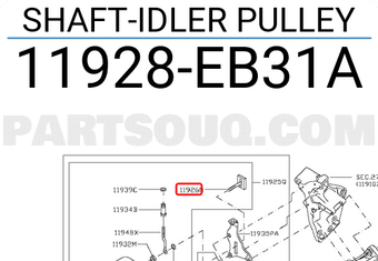 Nissan 11928EB31A SHAFT-IDLER PULLEY