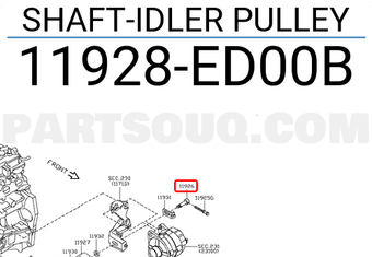 Nissan 11928ED00B SHAFT-IDLER PULLEY