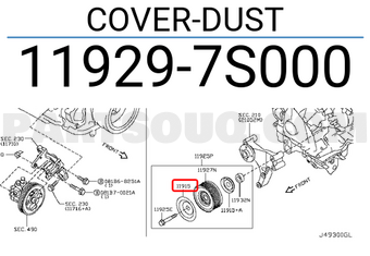 Nissan 119297S000 COVER-DUST