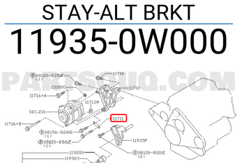 Nissan 119350W000 STAY-ALT BRKT