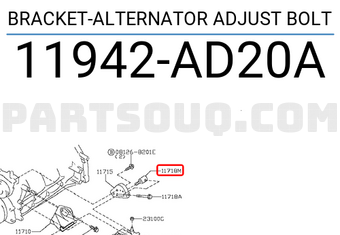Nissan 11942AD20A BRACKET-ALTERNATOR ADJUST BOLT