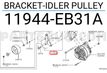 Nissan 11944EB31A BRACKET-IDLER PULLEY