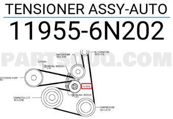 Nissan 119556N202 TENSIONER ASSY-AUTO
