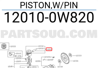Nissan 120100W820 PISTON,W/PIN