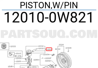 Nissan 120100W821 PISTON,W/PIN