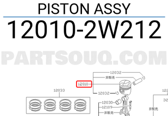 Nissan 120102W212 PISTON ASSY