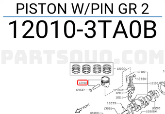 Nissan 120103TA0B PISTON W/PIN GR 2