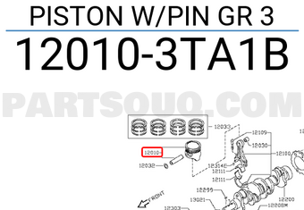 Nissan 120103TA1B PISTON W/PIN GR 3