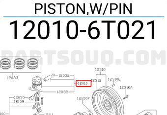 Nissan 120106T021 PISTON,W/PIN