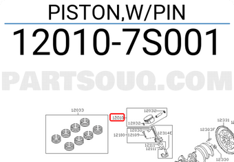 Nissan 120107S001 PISTON,W/PIN